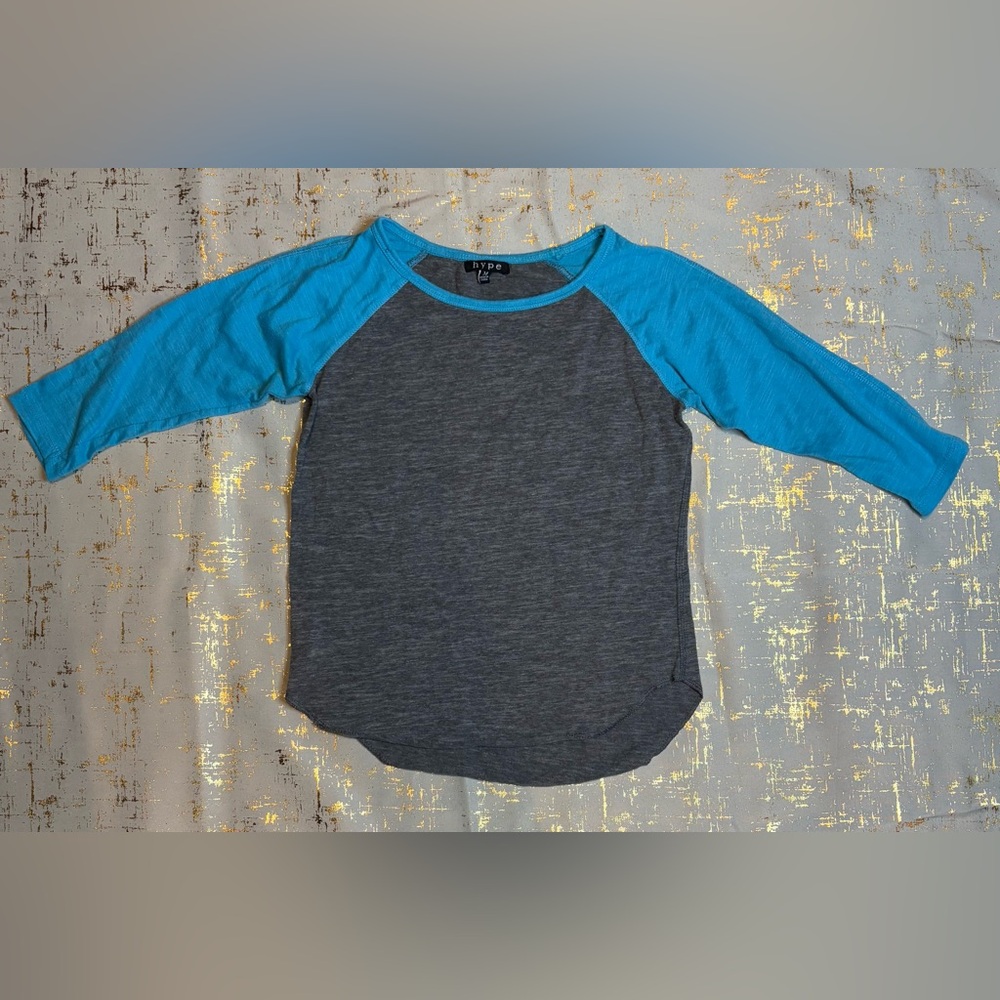Hype Kids Teal and Charcoal Raglan Tee
